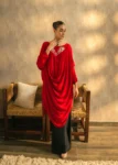 Fay by Souchaj – Red Raw Silk Kaftan Set