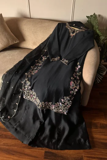 Nightfall – Black Embellished Sheesha Silk Formal Dress