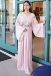 Blush Glamour – Hand Embellished Silk Kaftan Set