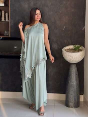 Tide – Sage Mint Luxury Draped Ensemble