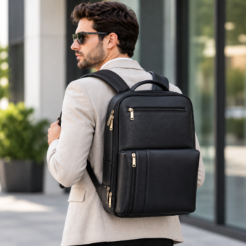 Leather Laptop Backpack, Business Travel Backpack, Minimalist Work Bag for Men and Women